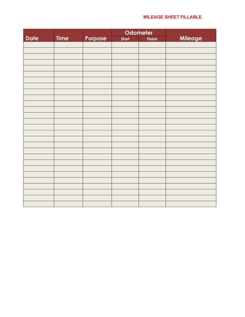 Printable Mileage Log Sheets - IRS Mileage Rate 2021