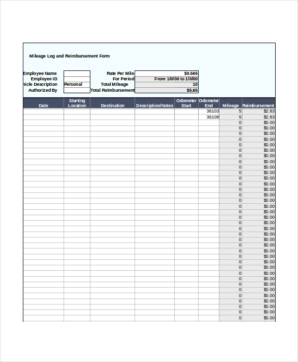 Excel Templates Gas Mileage Expense Report Template