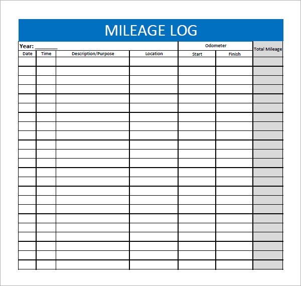 Mileage Sheet Free