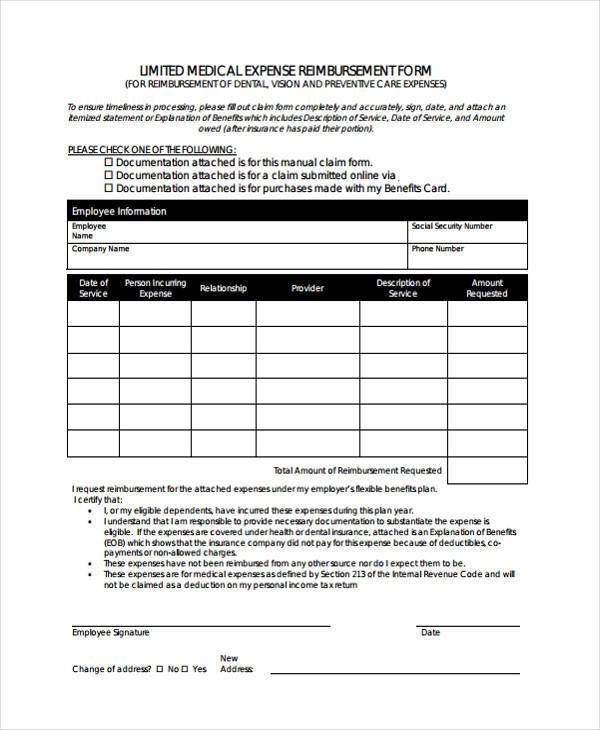 FREE 8 Sample Medical Expense Forms In PDF MS Word