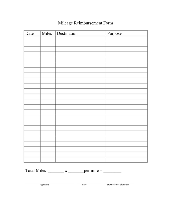 Printable Mileage Reimbursement Form Pdf Printable Forms Free Online