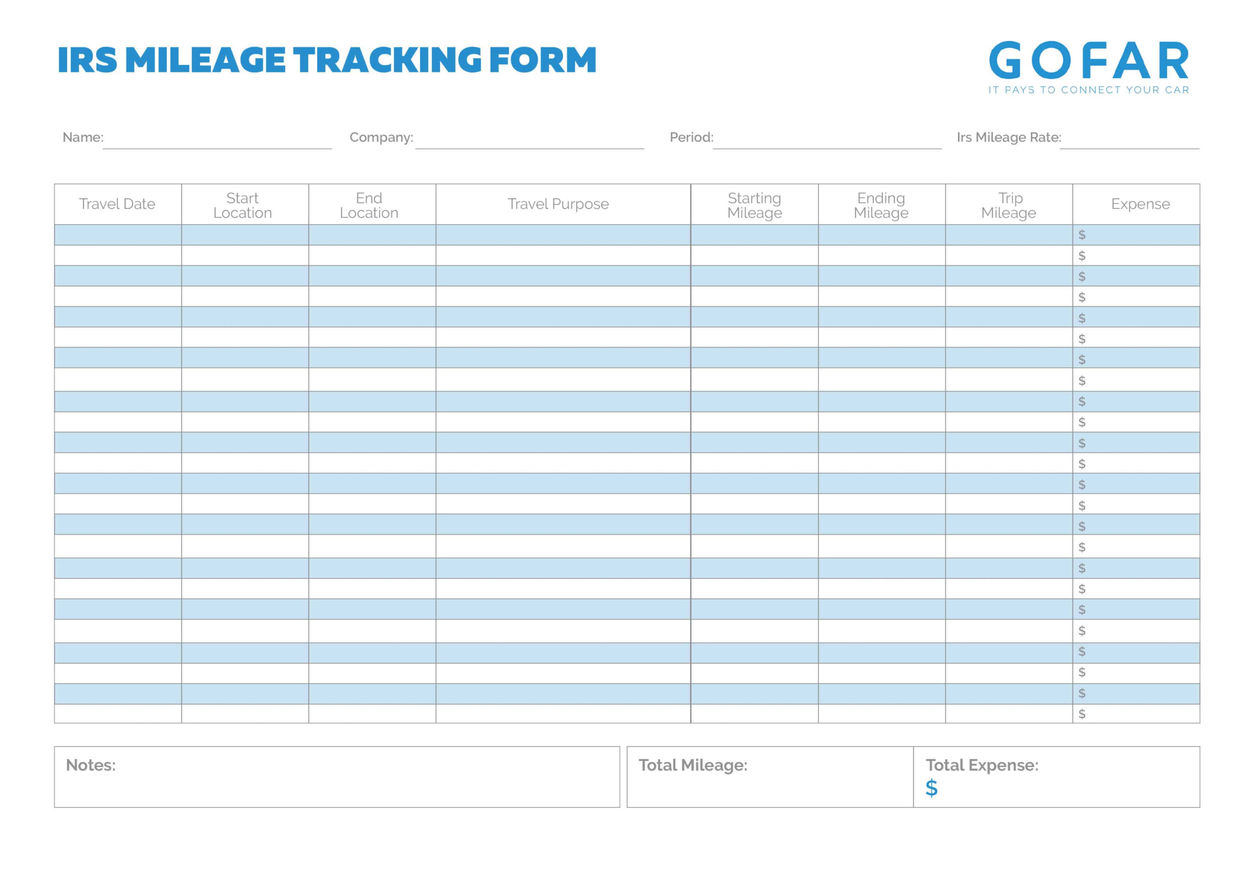 Mileage Tracker Sheet 25 Printable IRS Mileage Tracking 